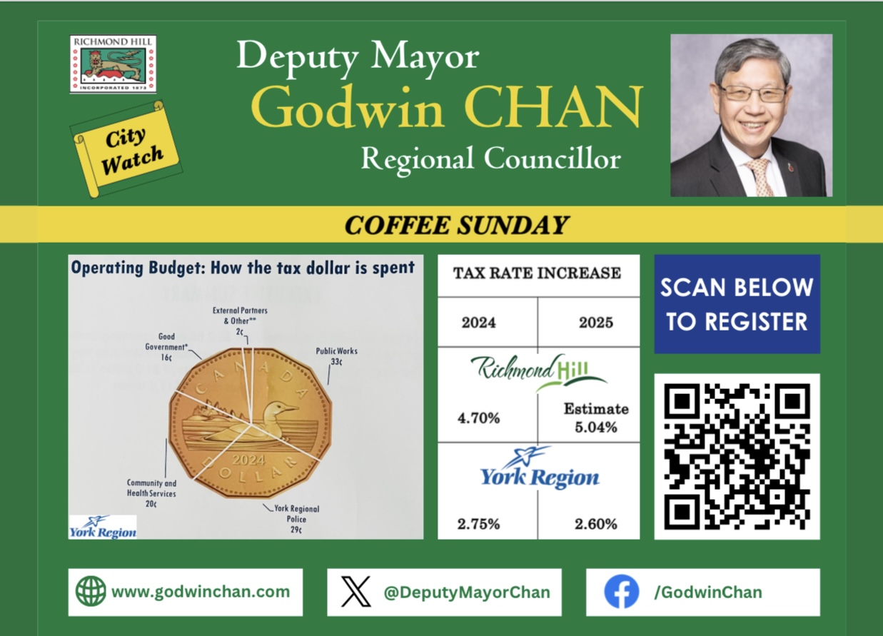 City Watch Coffee Sunday Sunday October 6 2:00 PM to 4:00 PM Oak Ridges Library 34 Regatta Avenue Budget Discussion